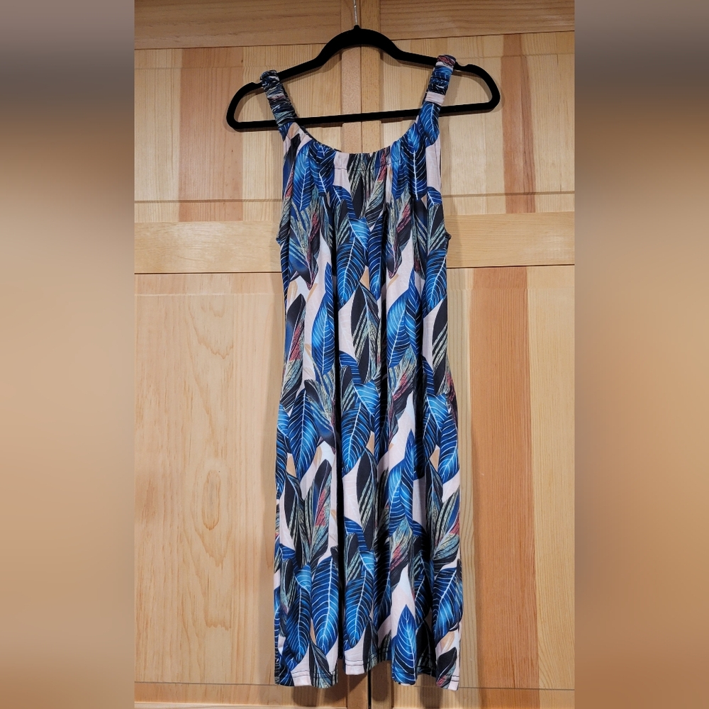☀️Tropical Leaf Multicolor Tank Dress Size L